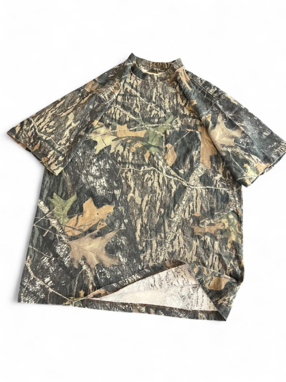Vintage Y2K Mossy Oak Realtree Camo Tee Cotton blend Hunting T-Shirt Size XL